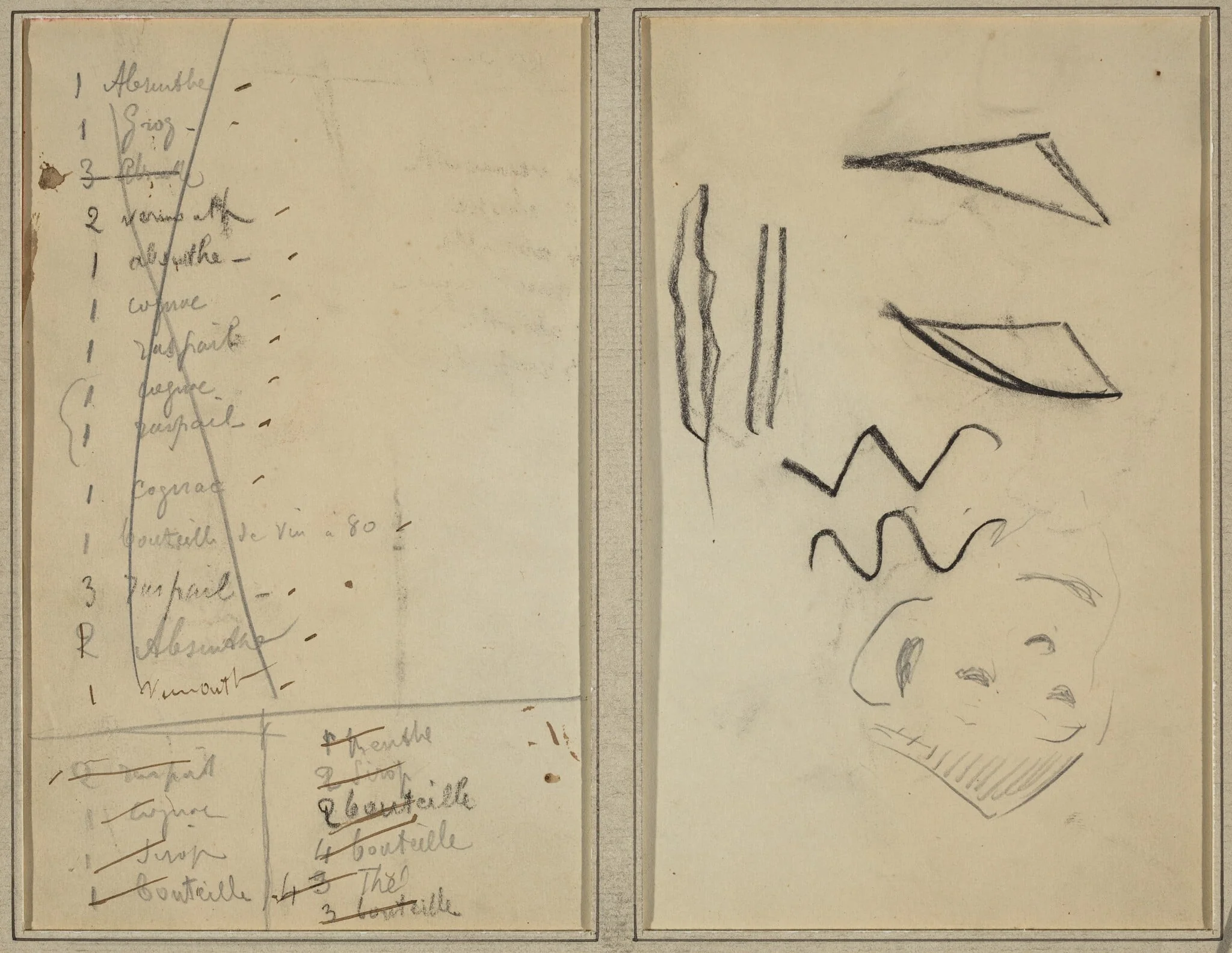 "Neige" (Snow); Itinerary [recto], by Paul Gauguin, graphite, 1886