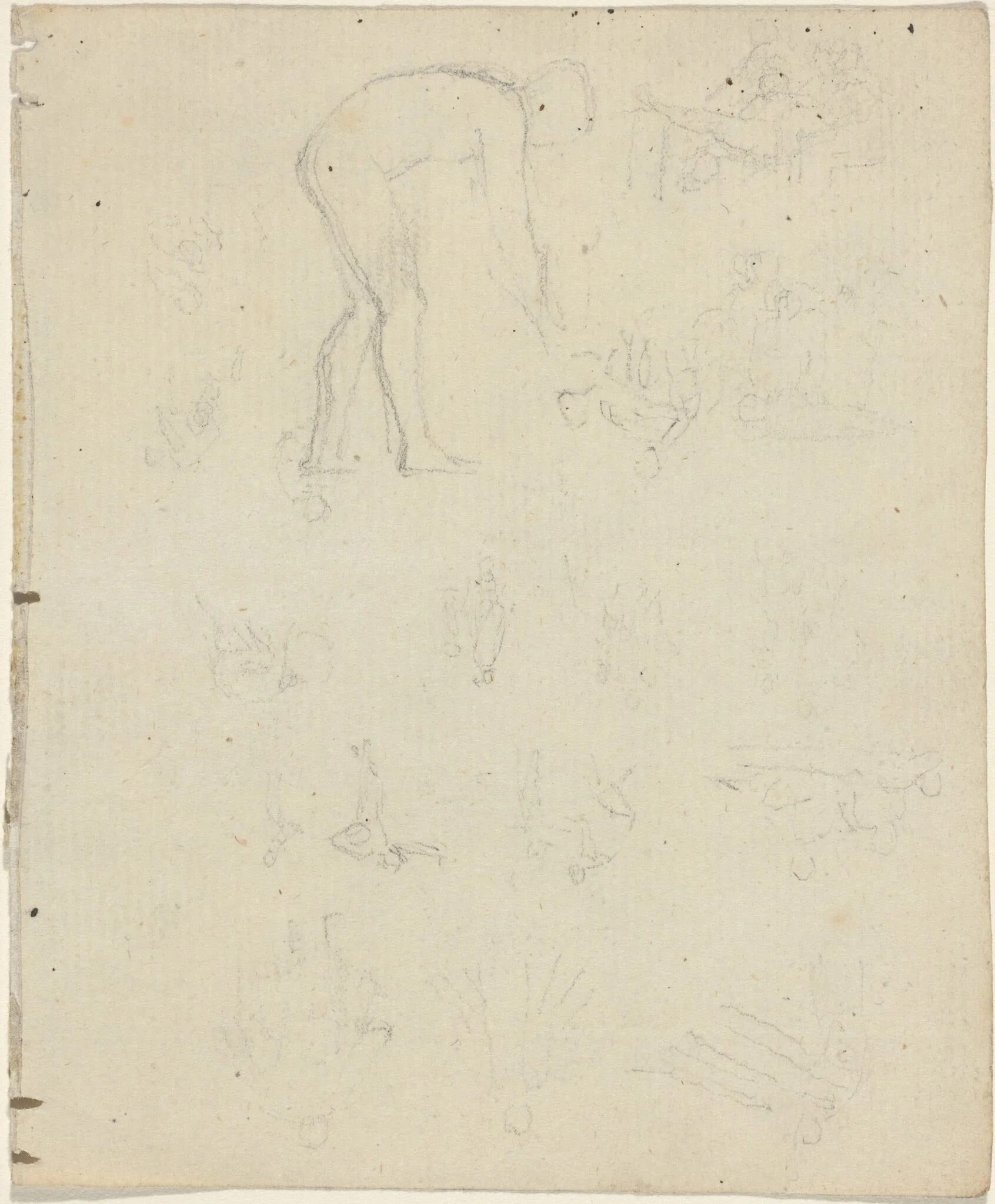 Sheet of Studies [recto and verso], by John Flaxman, graphite, 1790
