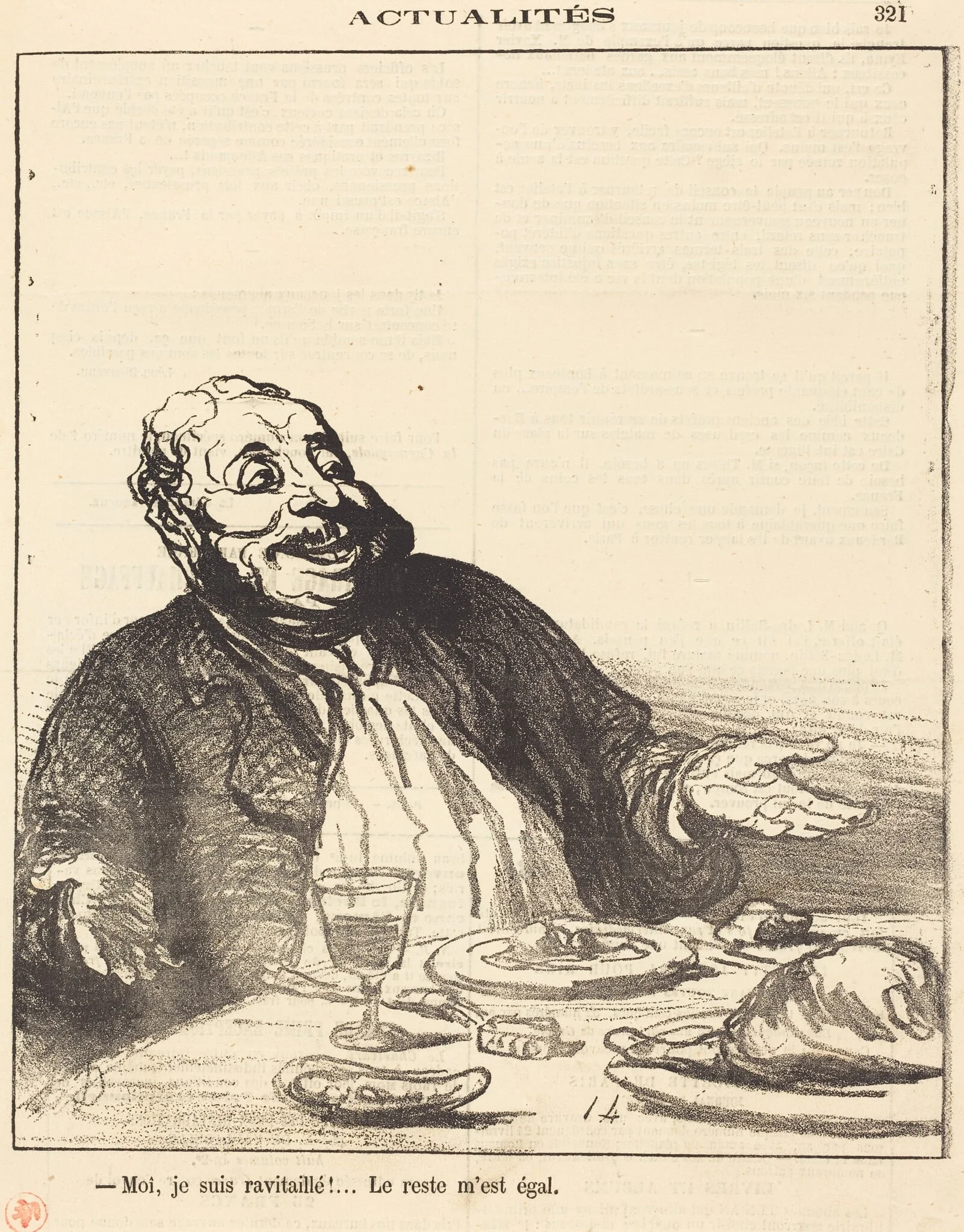 Moi je suis ravitaillé!..., by Honoré Daumier, 1871