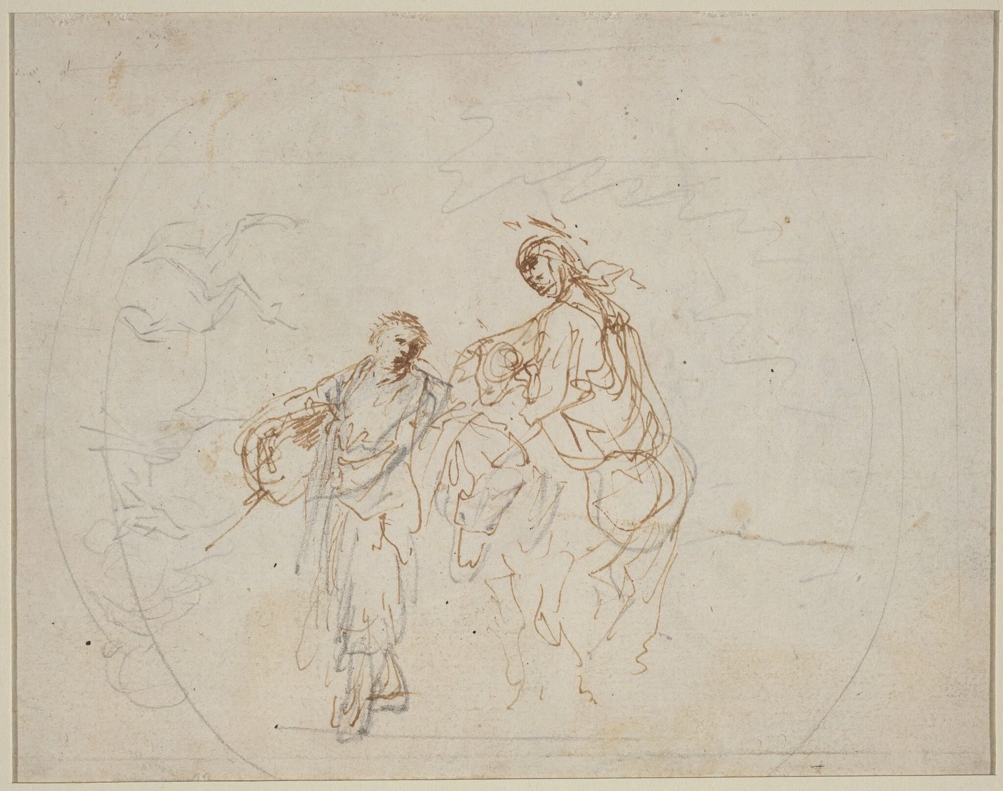 The Flight into Egypt [verso], by Stefano Della Bella, ink, 1637