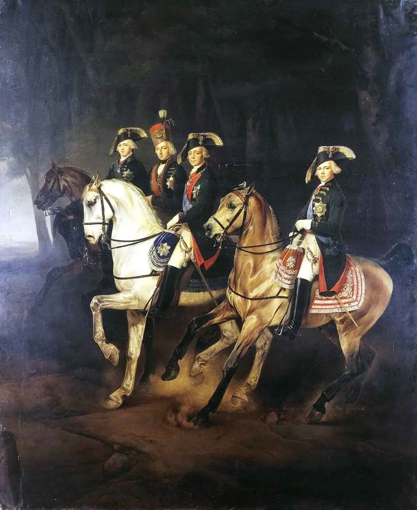 Equestrian Portrait of Emperor Paul I with his Sons and Joseph I, King of Hungary