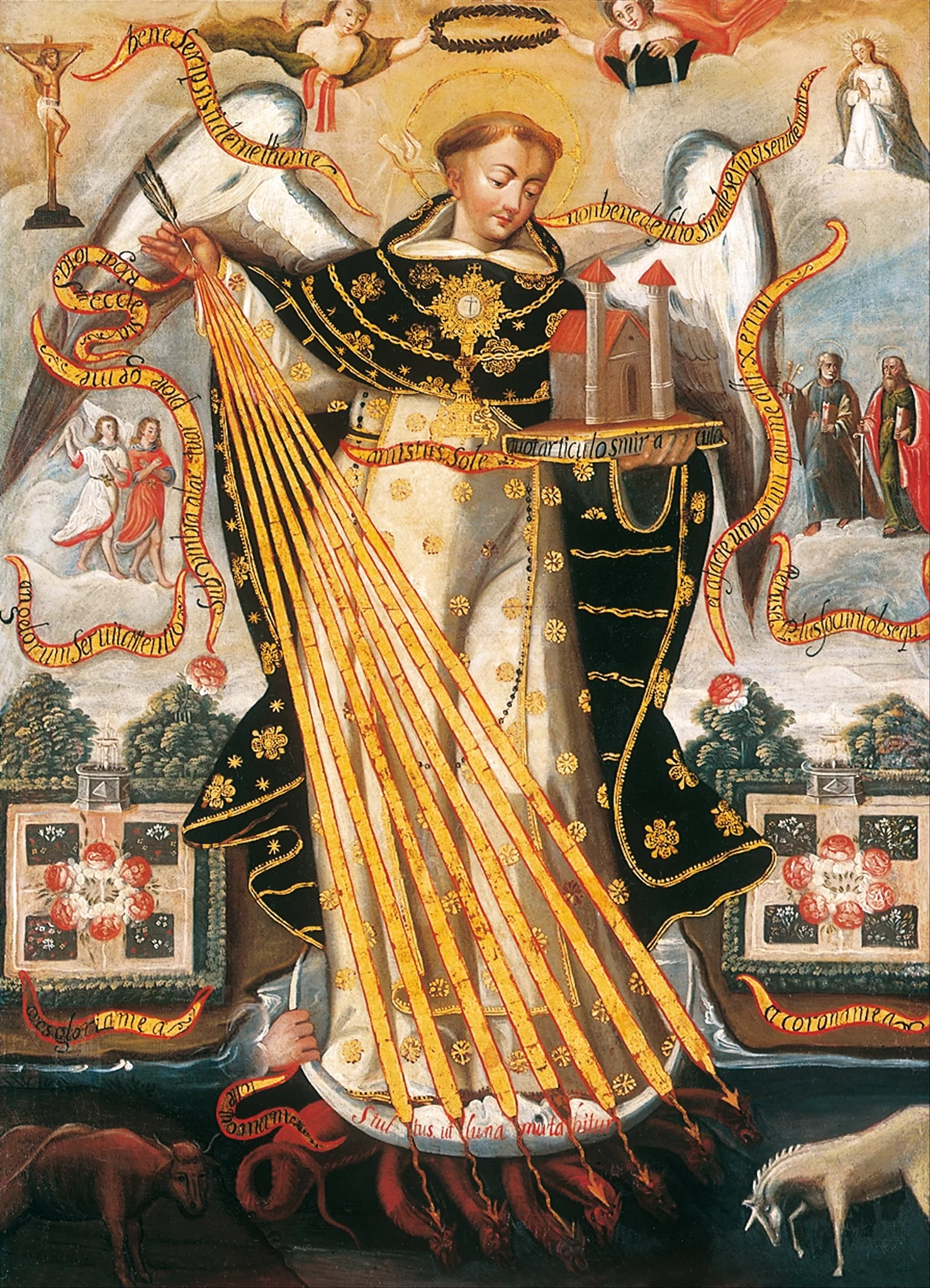 Saint Thomas Aquinas, Protector of the University of Cusco, by Unknown, oil, 1696