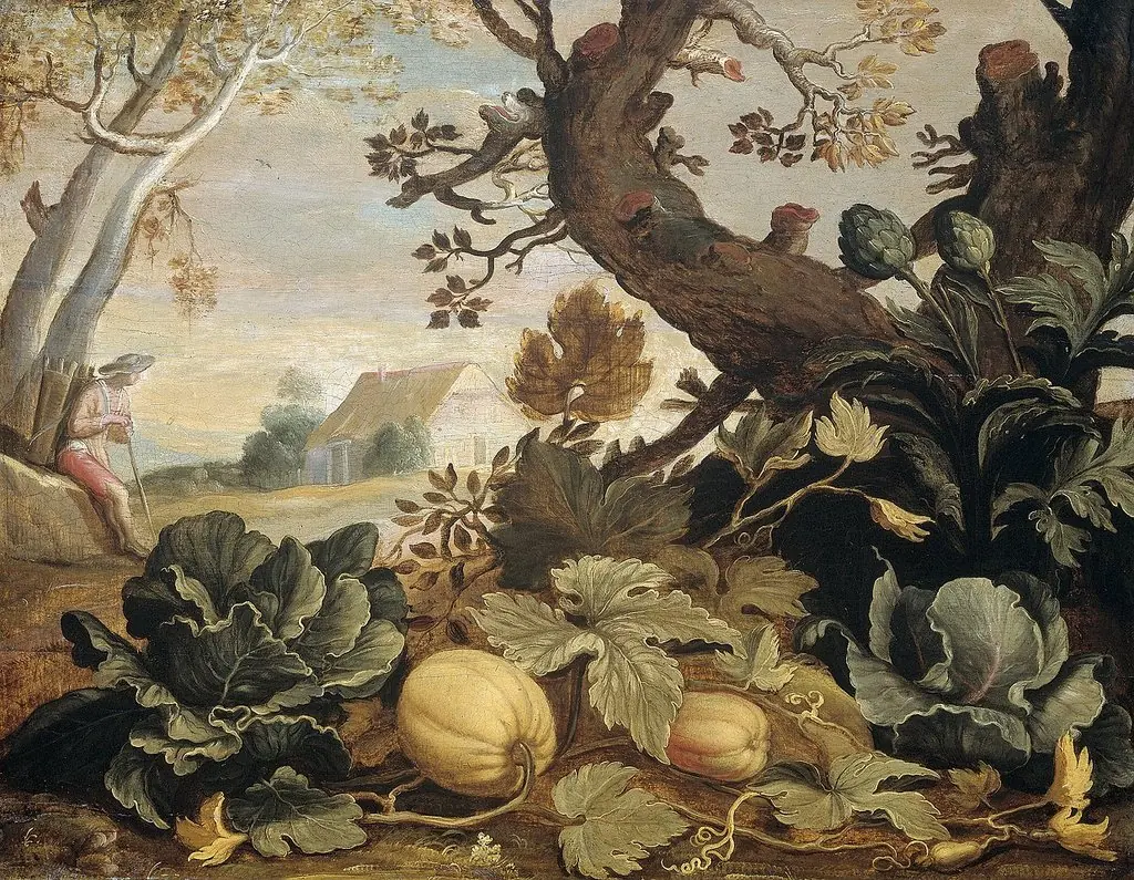 Landscape with Fruits and Vegetables in the foreground