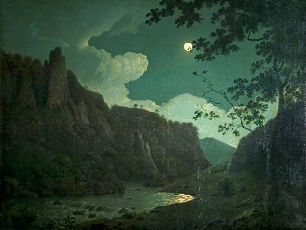 Dovedale, by Moonlight, by Unknown, oil