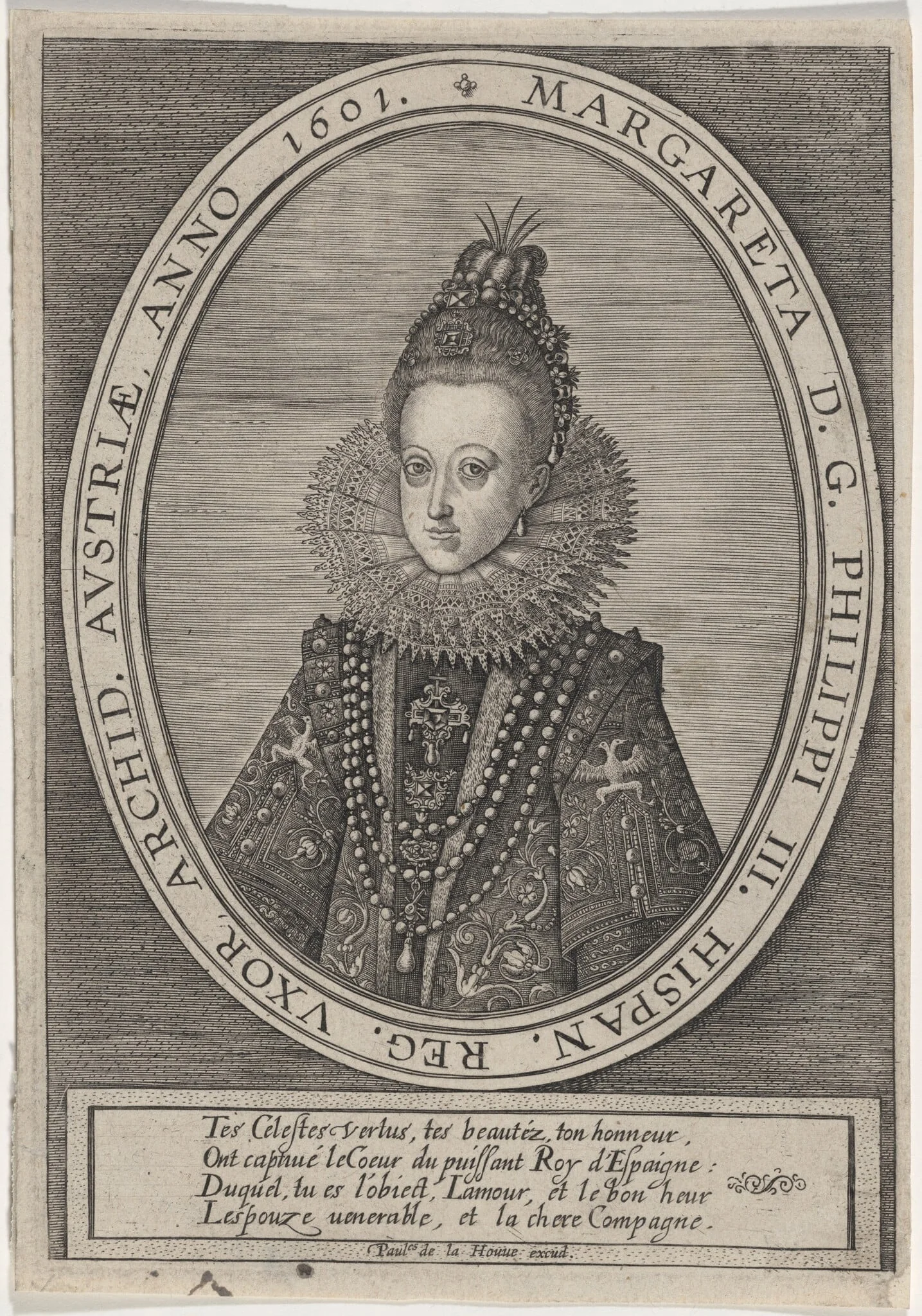 Margaret, Wife of Philip III of Spain, by Paul de la Houve, ink, 1601