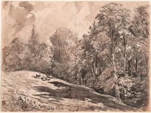 A Meadow with a Shepherd and Goats at the Edge of a Forest