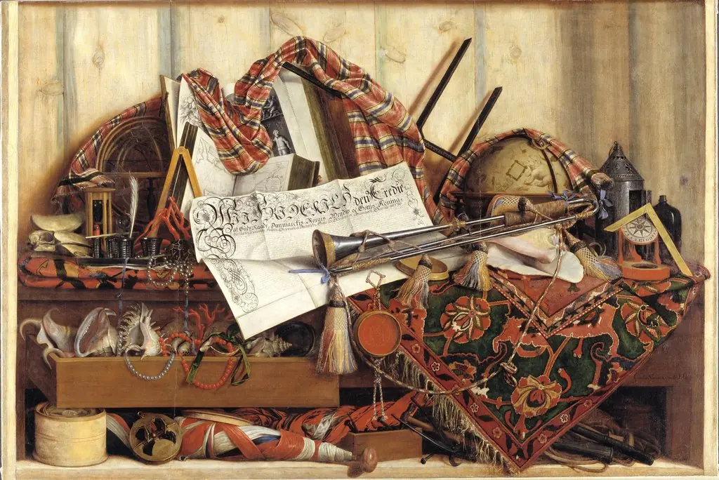 Trompe l'Oeil with Trumpet, Celestial Globe and Proclamation by Frederik III