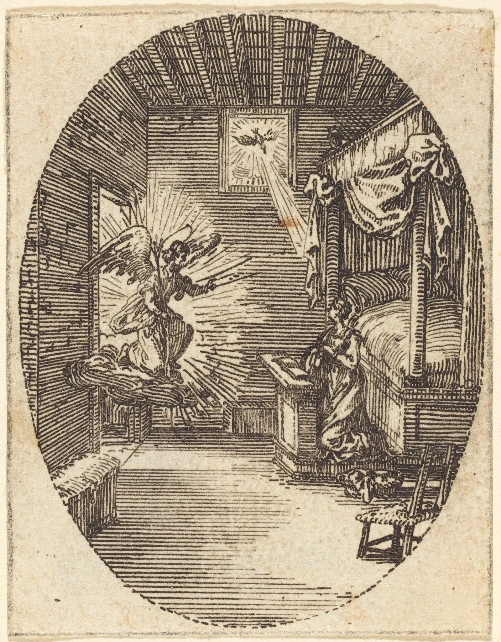 The Annunciation, by Jacques Callot, ink, 1631