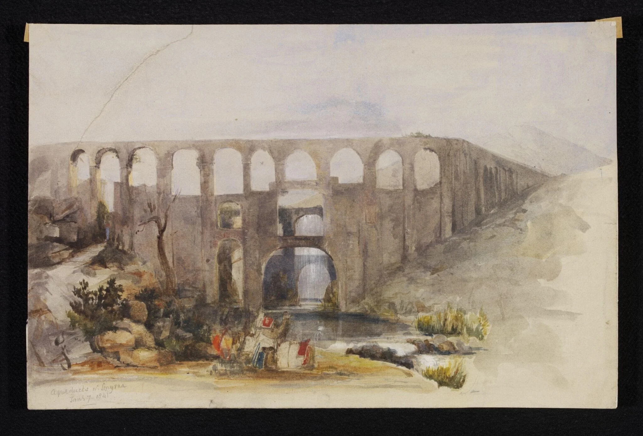Aqueducts nr. Smyrna, by Unknown, watercolor, 1841