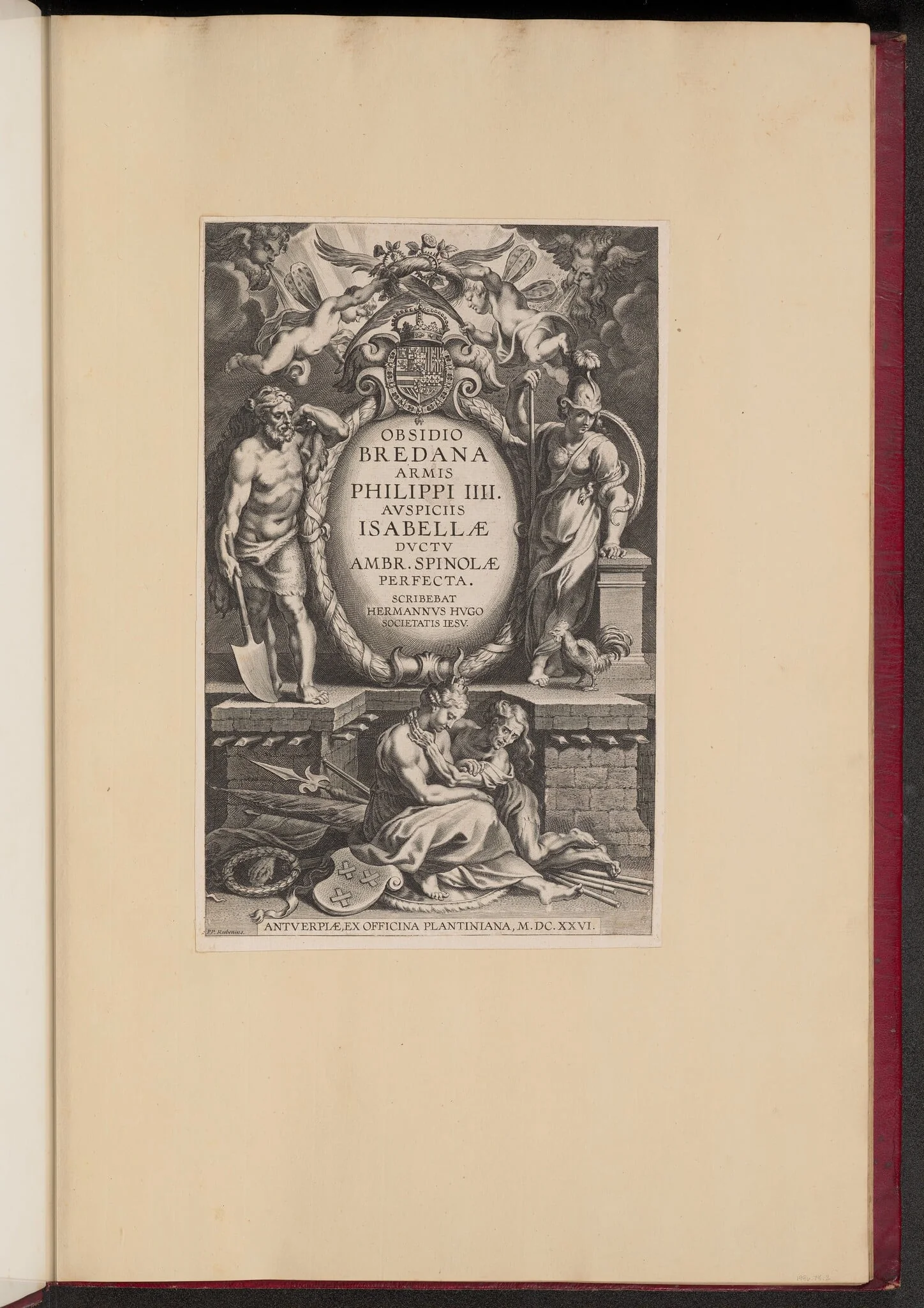 Title Page for Herman Hugo's "Obsidio Bredana", by Cornelis Galle I, ink, 1626