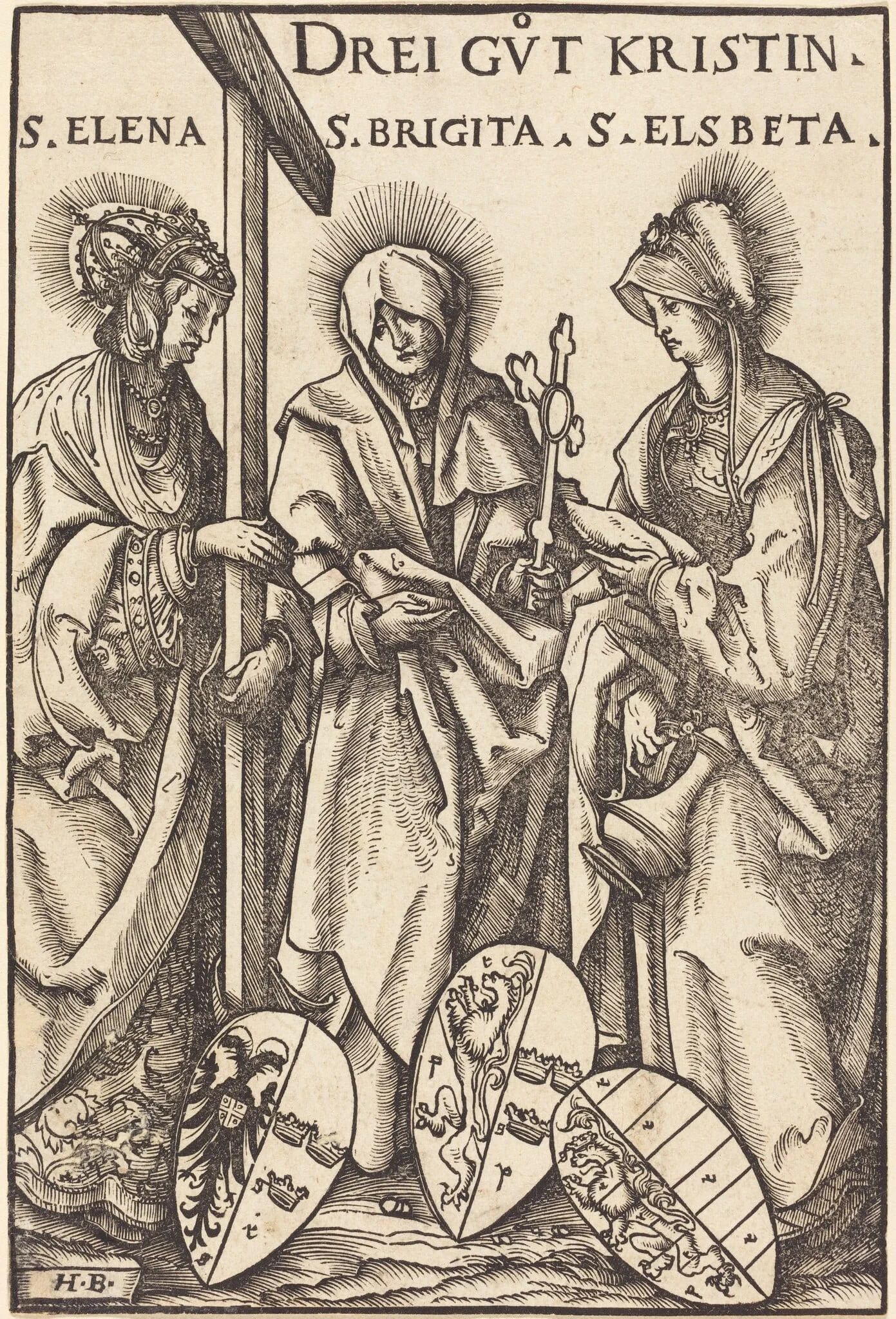 Saint Helena, Saint Brigitta and Saint Elizabeth, by Hans Burgkmair the Elder, ink, 1516