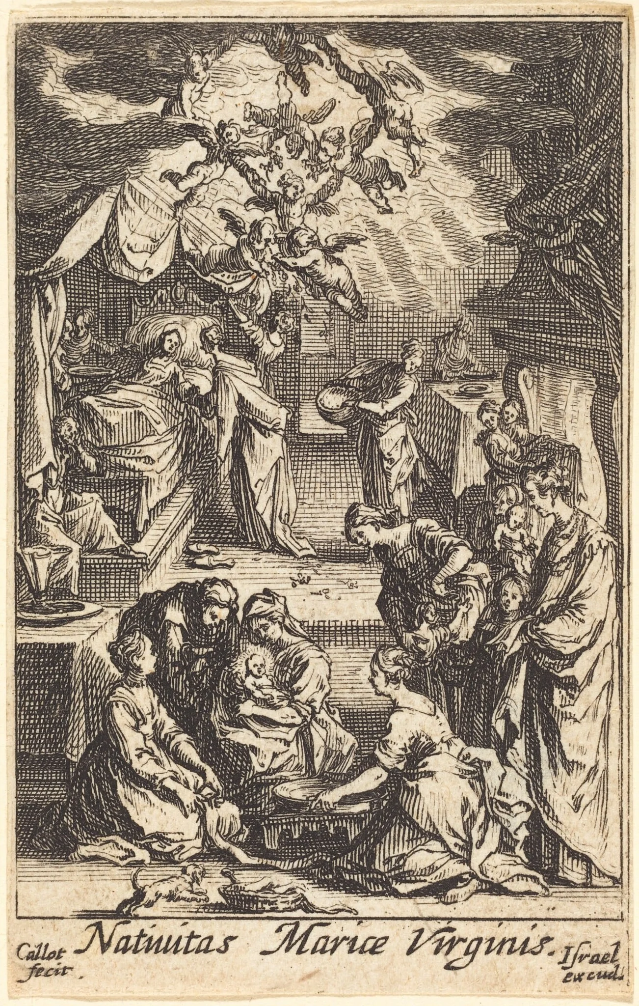 The Birth of the Virgin, by Jacques Callot, ink, 1634