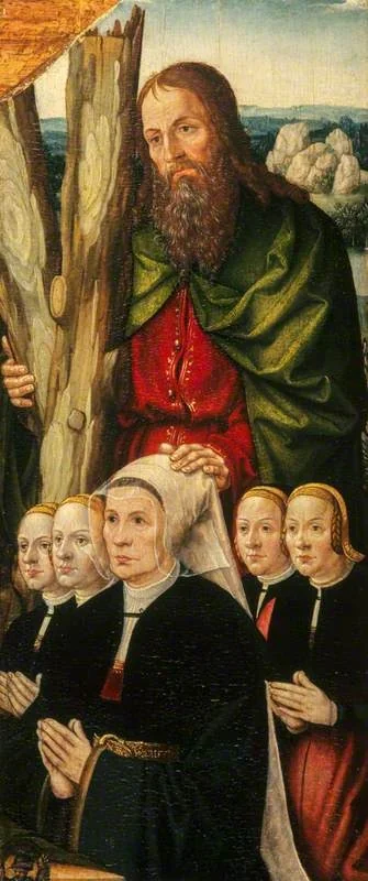 Saint Andrew with the Donor's Wife and Daughters, by Unknown, oil, 1600