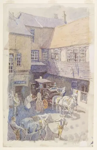 The Yard of the White Hart Inn, Brentford, Middlesex
