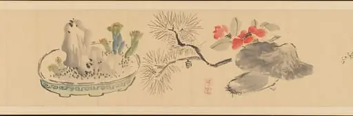 岡田半江筆  花卉図巻|Letter Enclosing Flowers