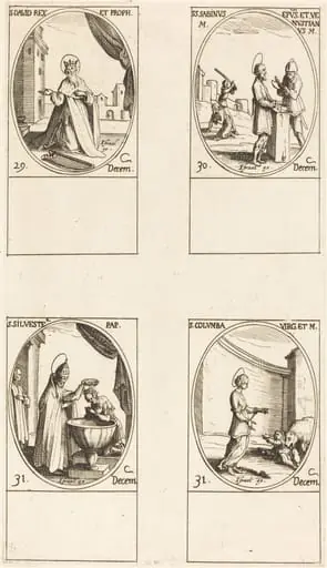 St. David, King and Prophet; Sts. Sabinus and Venustianus; St. Sylvester; St. Colomba