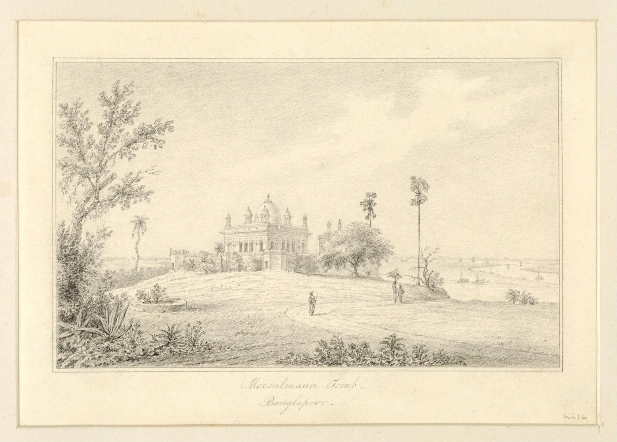 Moosulman Tomb, Bauglepoor, by Robert Captain Smith, 1830