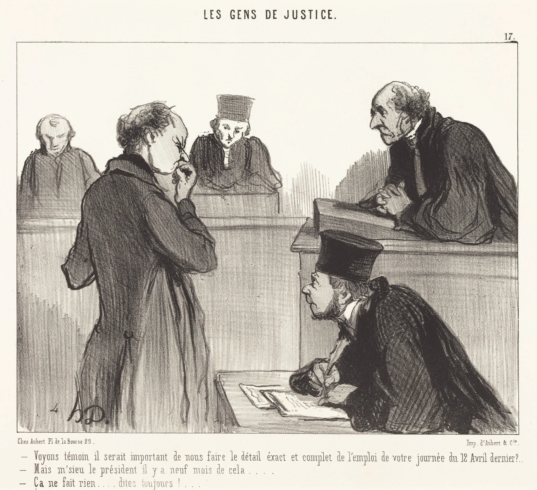 Voyons témoin il serait important de..., by Honoré Daumier, ink, 1846