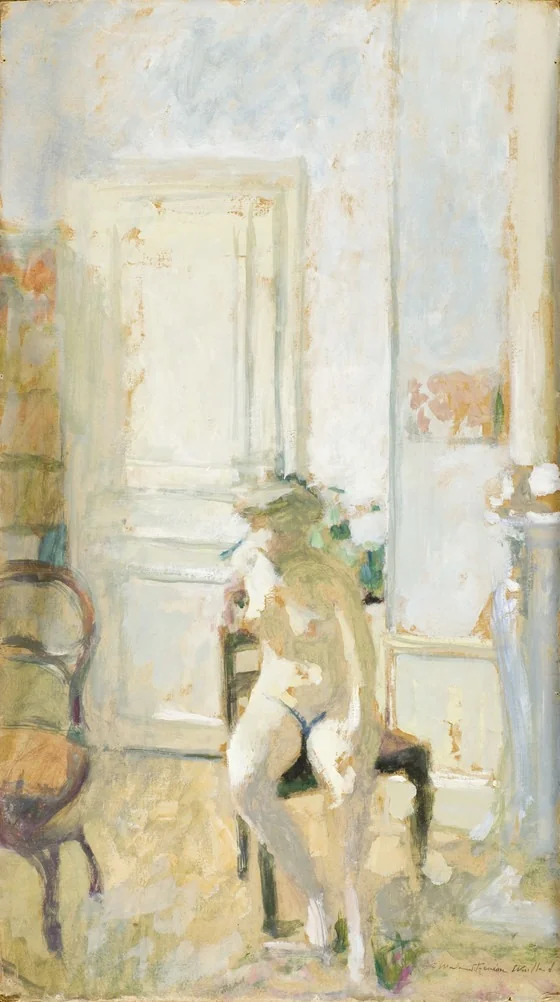 Nude on a Chair (Nu à la chaise), by Édouard Vuillard, oil, 1904