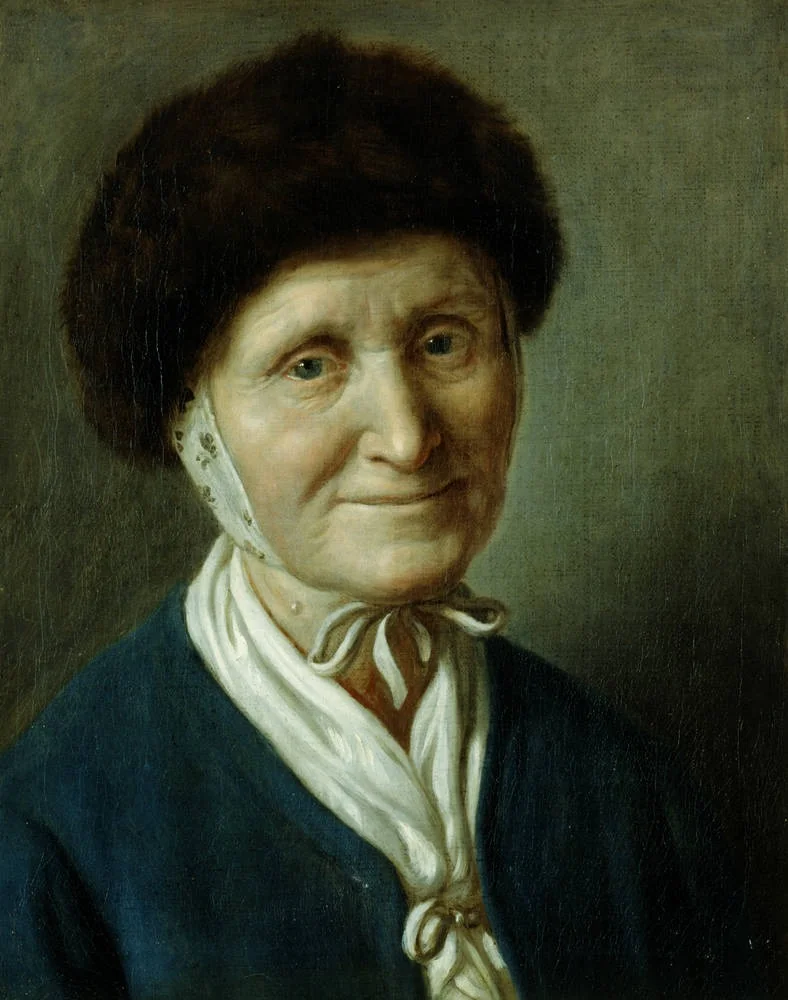 Old woman with fur hat