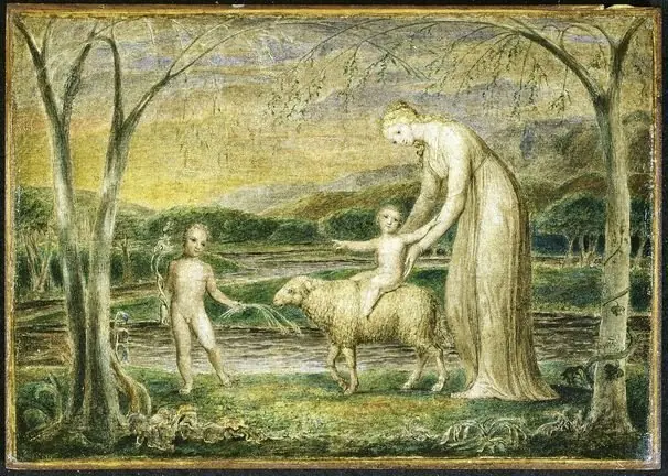 Our Lady with the Infant Jesus riding on a Lamb