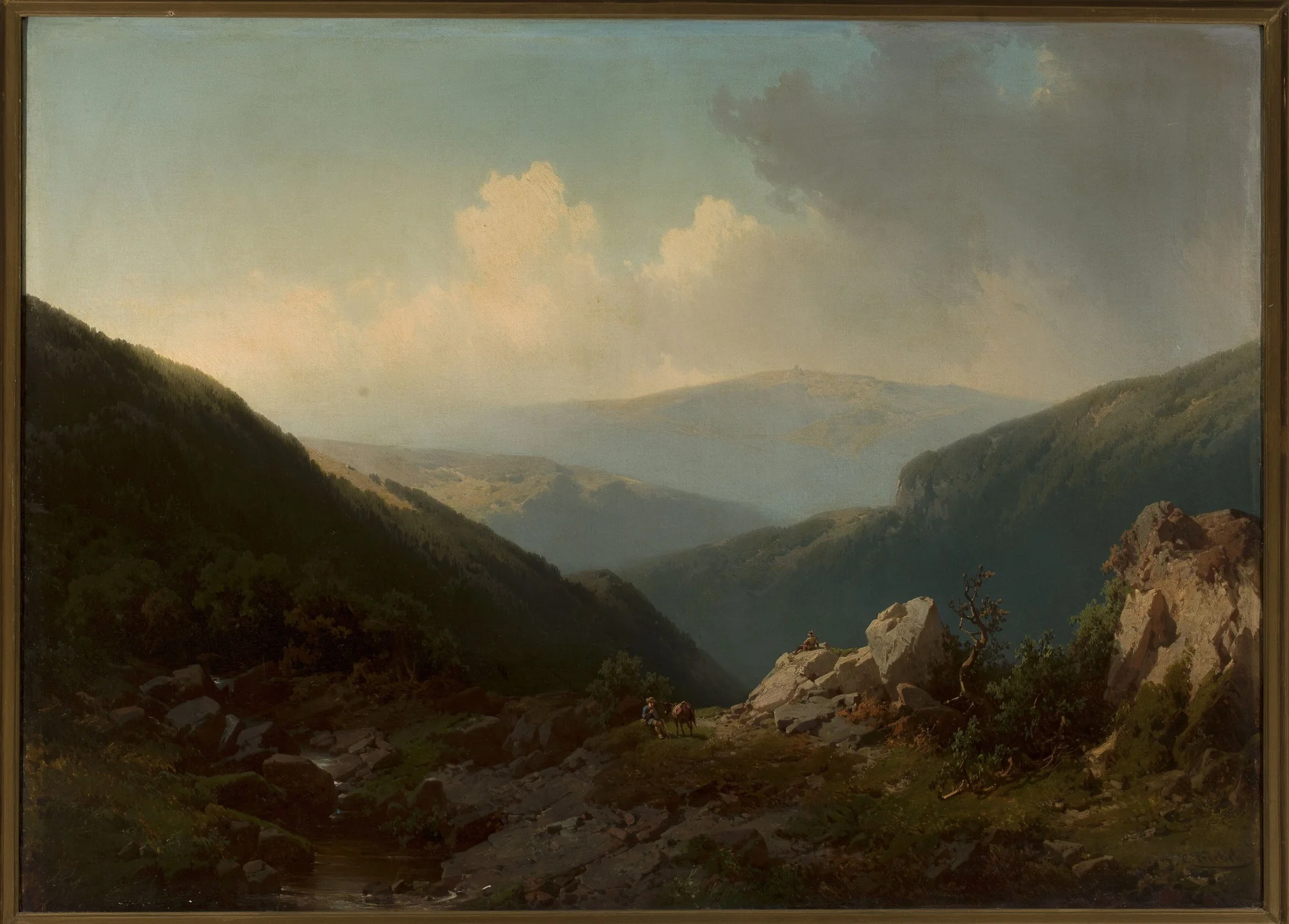 Mountain landscape, by Carl Triebel, oil, 1875