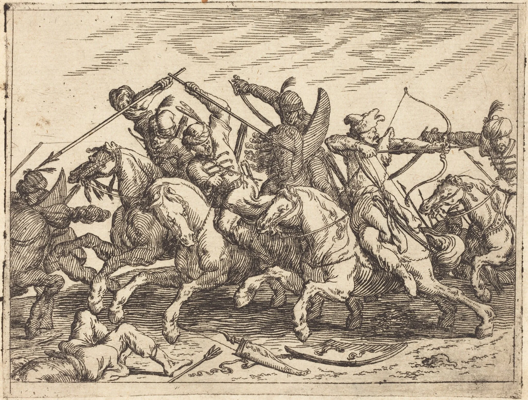 Capricci di varie battaglie, by Johann Wilhelm Baur, ink, 1635