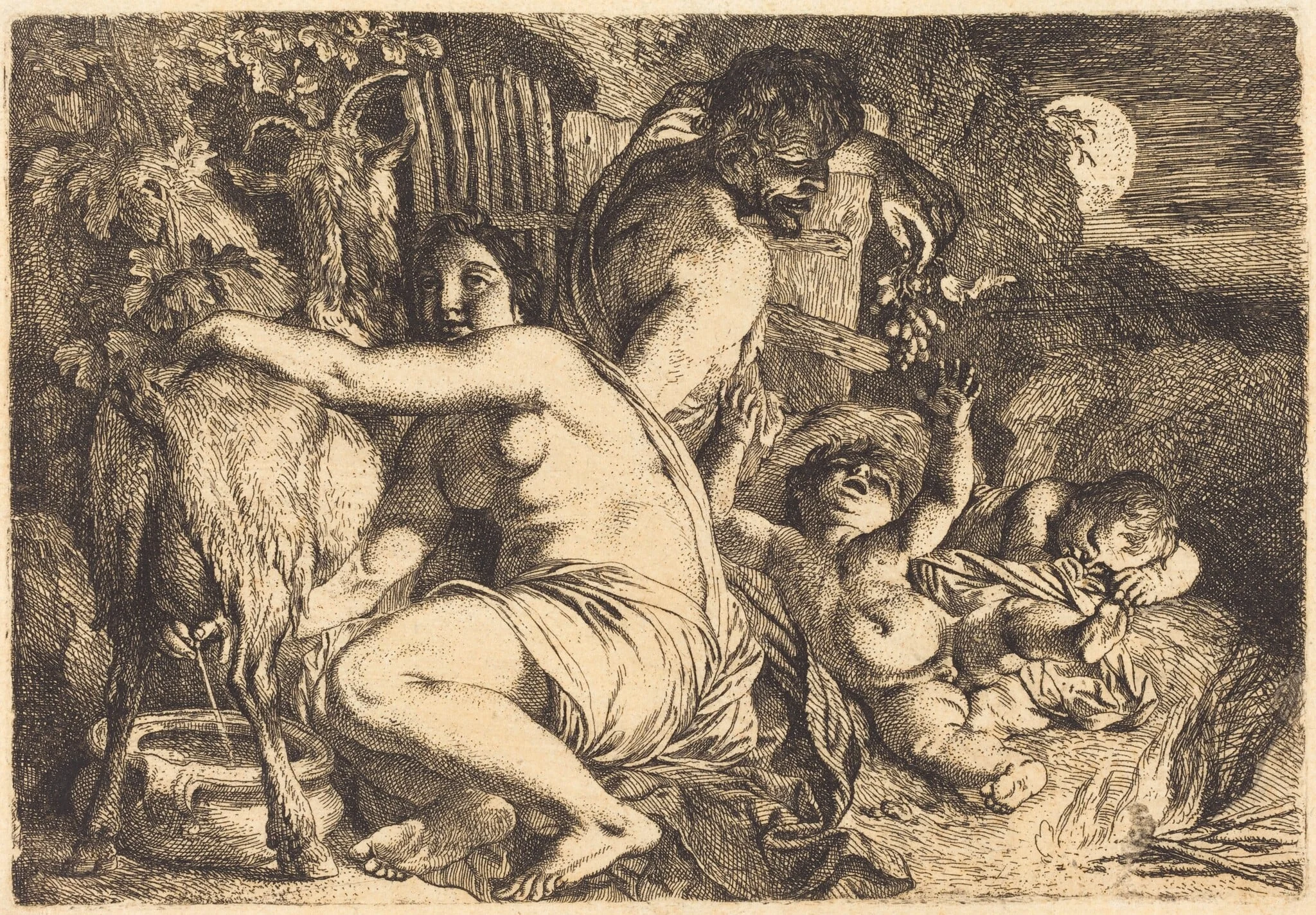 The Satyr's Family, by Christian Wilhelm Ernst Dietrich, ink, 1743