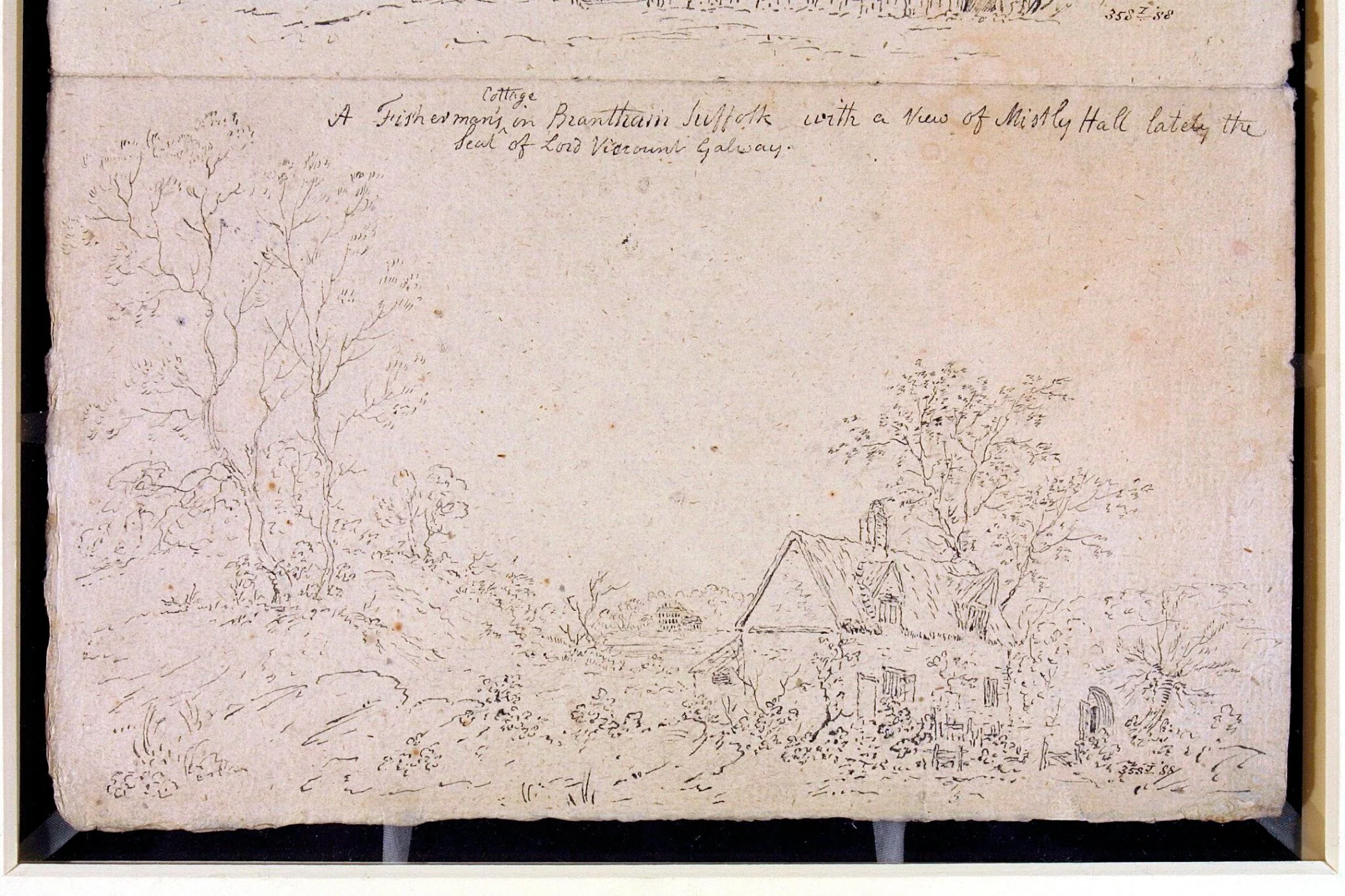 Cottage at Brantham, with a view of Mistley Hall, by John Constable, 1796