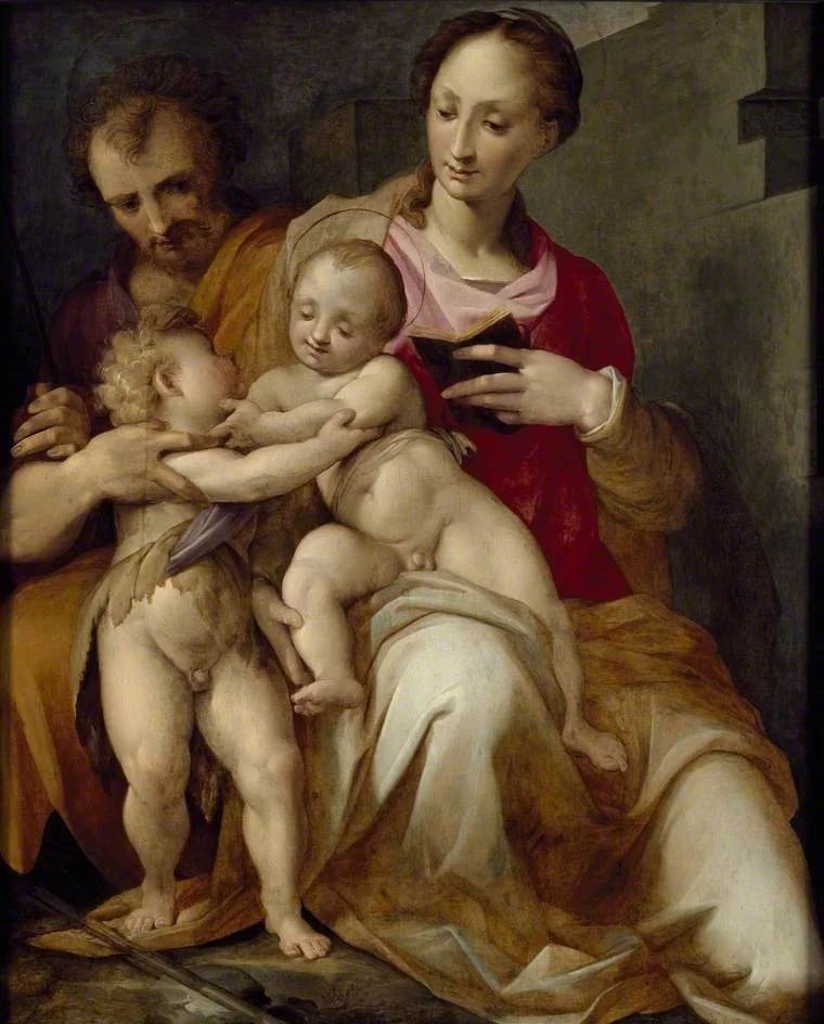 The Holy Family with St John the Baptist, by Maso da San Friano, oil, 1561
