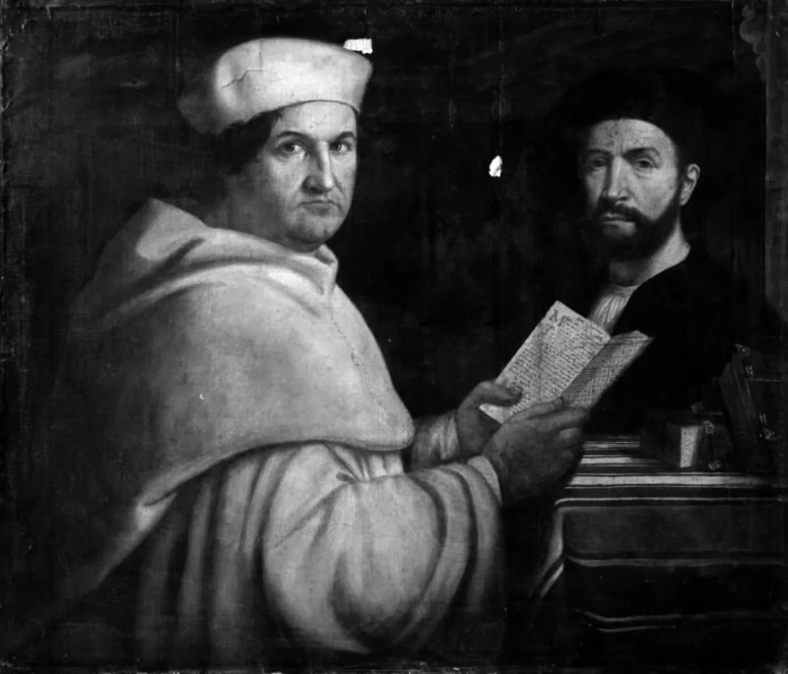 Double Portrait of Two Men, one Dressed in Ecclesiastical Dress, by Unknown, unspecified, 1550