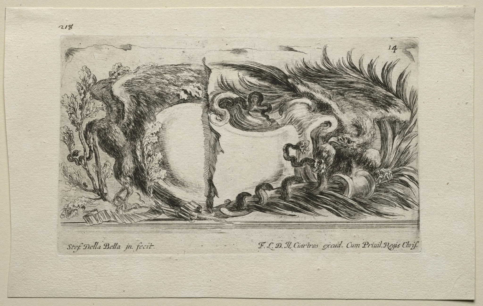 Collection of Various Caprices and New Designs of Cartouches and Ornaments:  No 14, by Stefano Della Bella, 1646