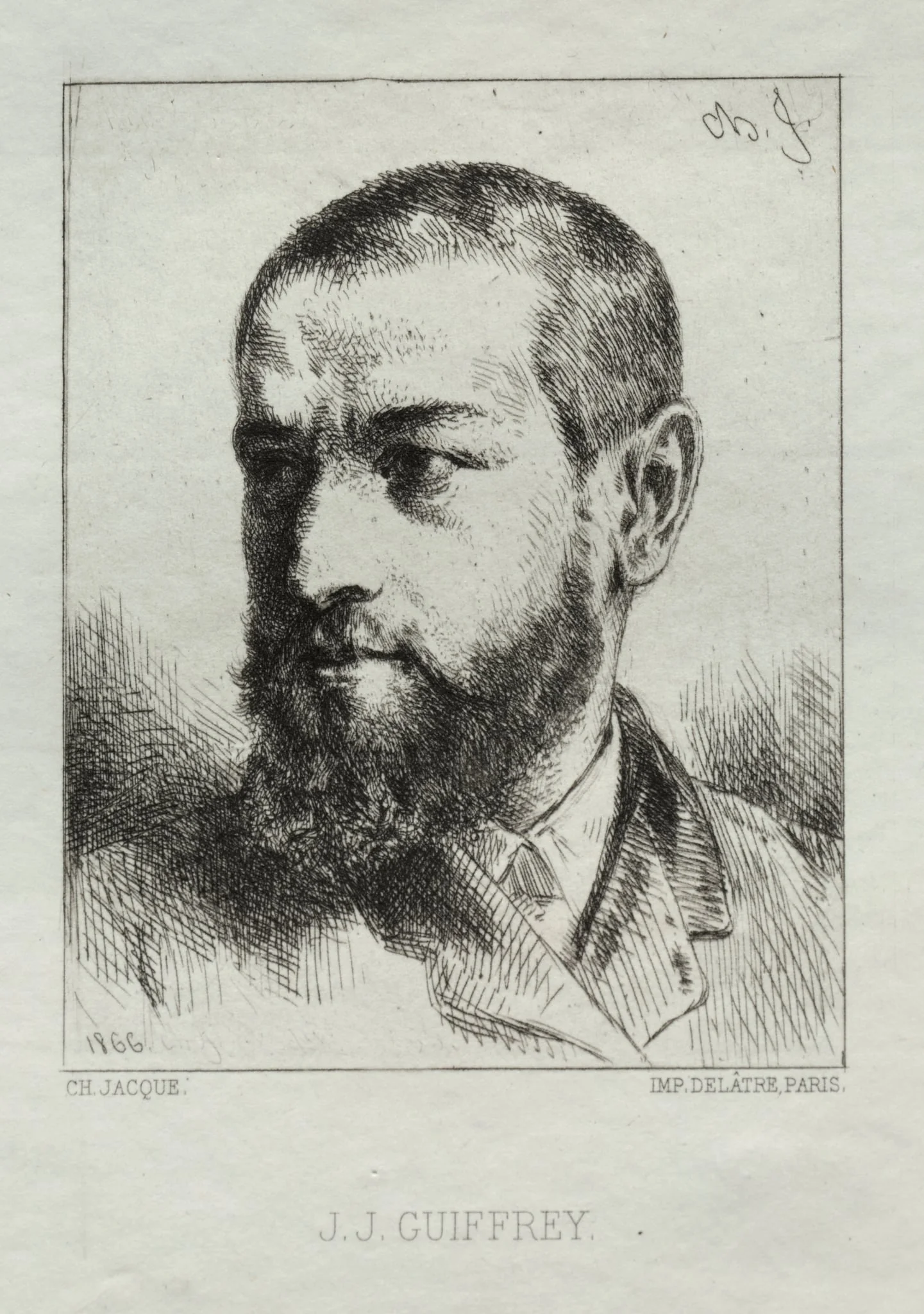 J. J. Guiffrey, by Charles Jacque, 1866