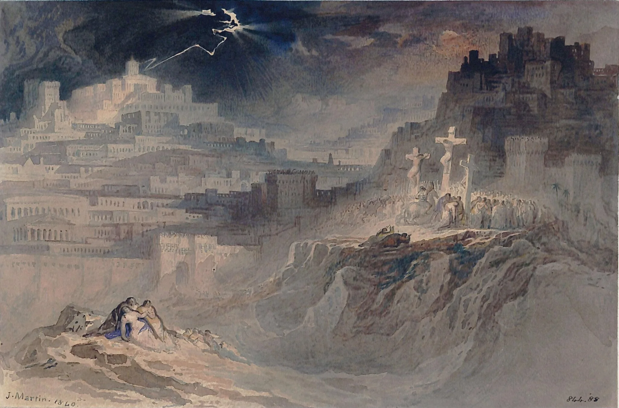 The Crucifixion, by John Martin, watercolor, 1840