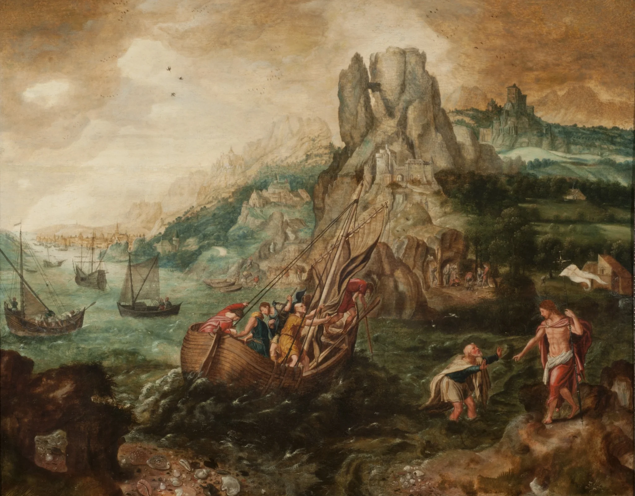 The last appearance of Christ to his disciples, by Herri met de Bles, oil, 1600