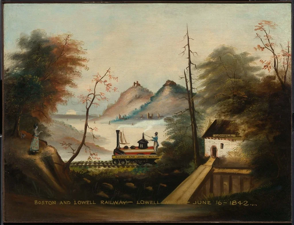 Boston and Lowell Railway, by Unknown, oil, 1842