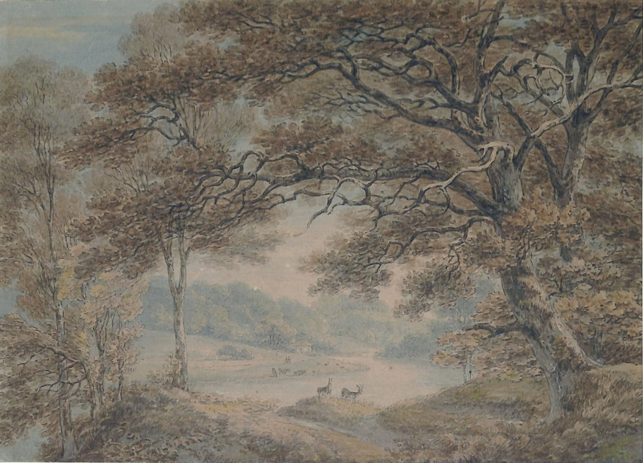 A Scene At Knights, Downton, Herefordshire, by Thomas Hearne, watercolor, 1770
