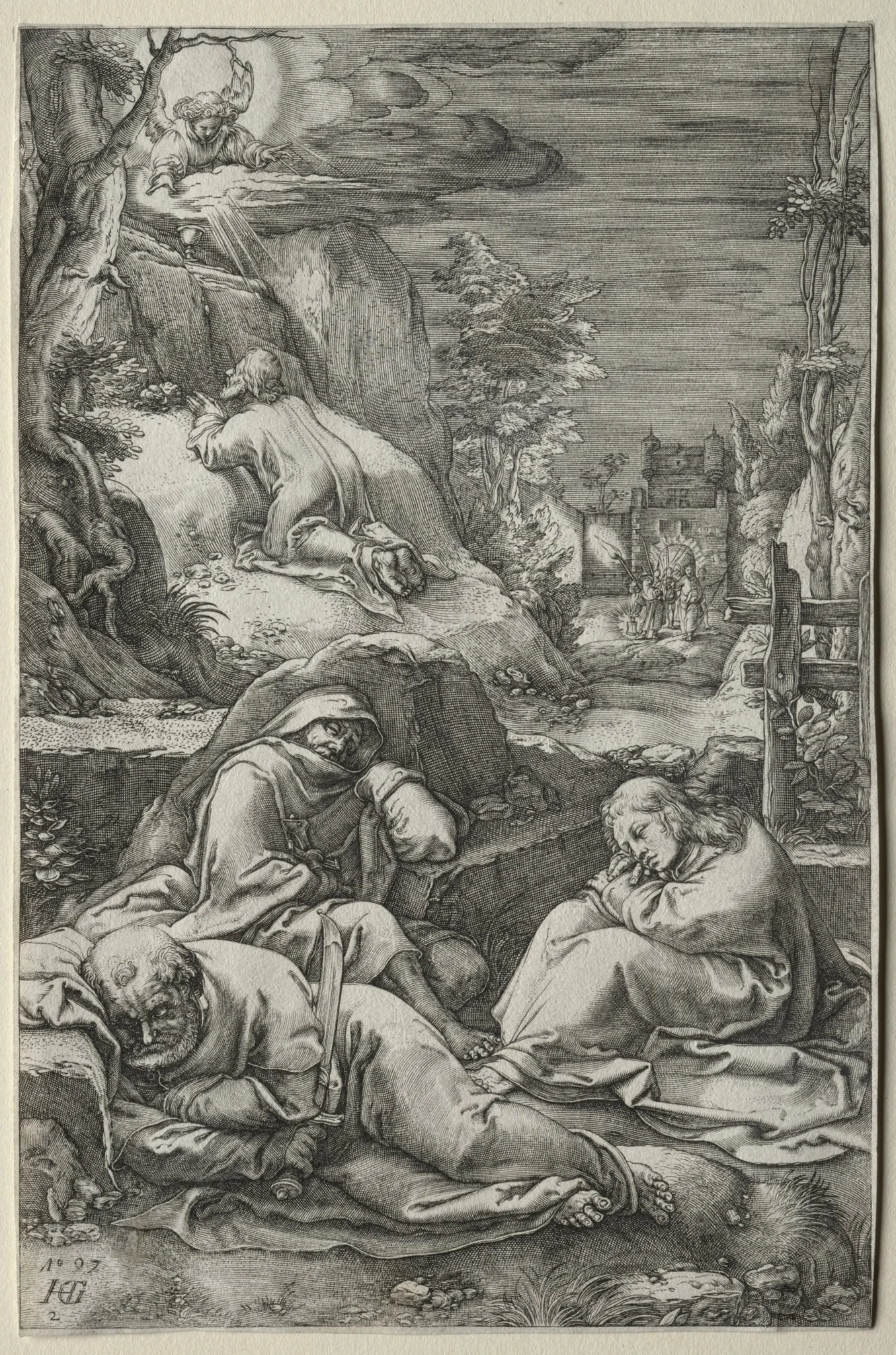 The Passion: The Agony in the Garden, by Hendrik Goltzius, 1597