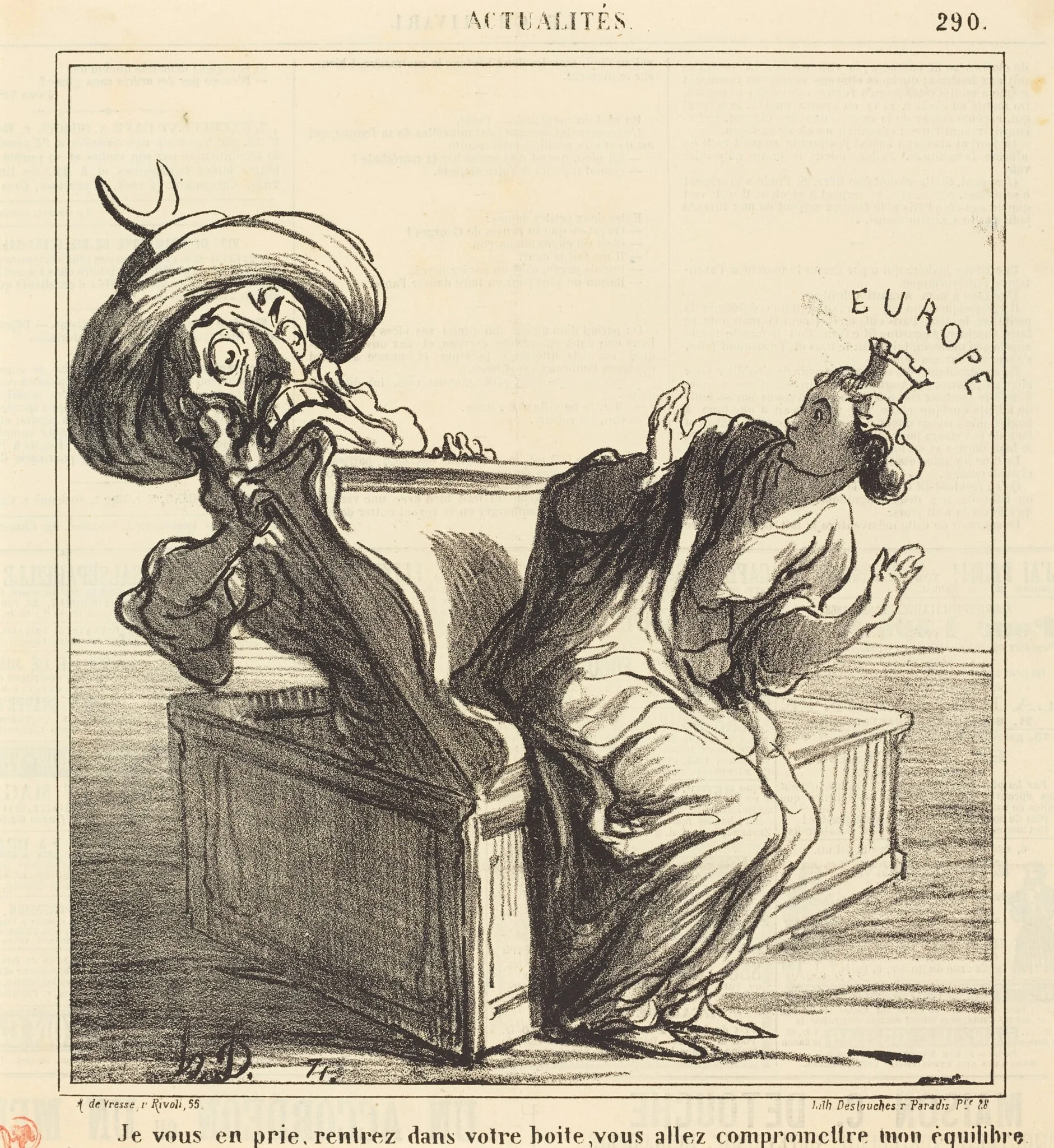 Je vous en prie, rentrez dans votre boite..., by Honoré Daumier, ink, 1869
