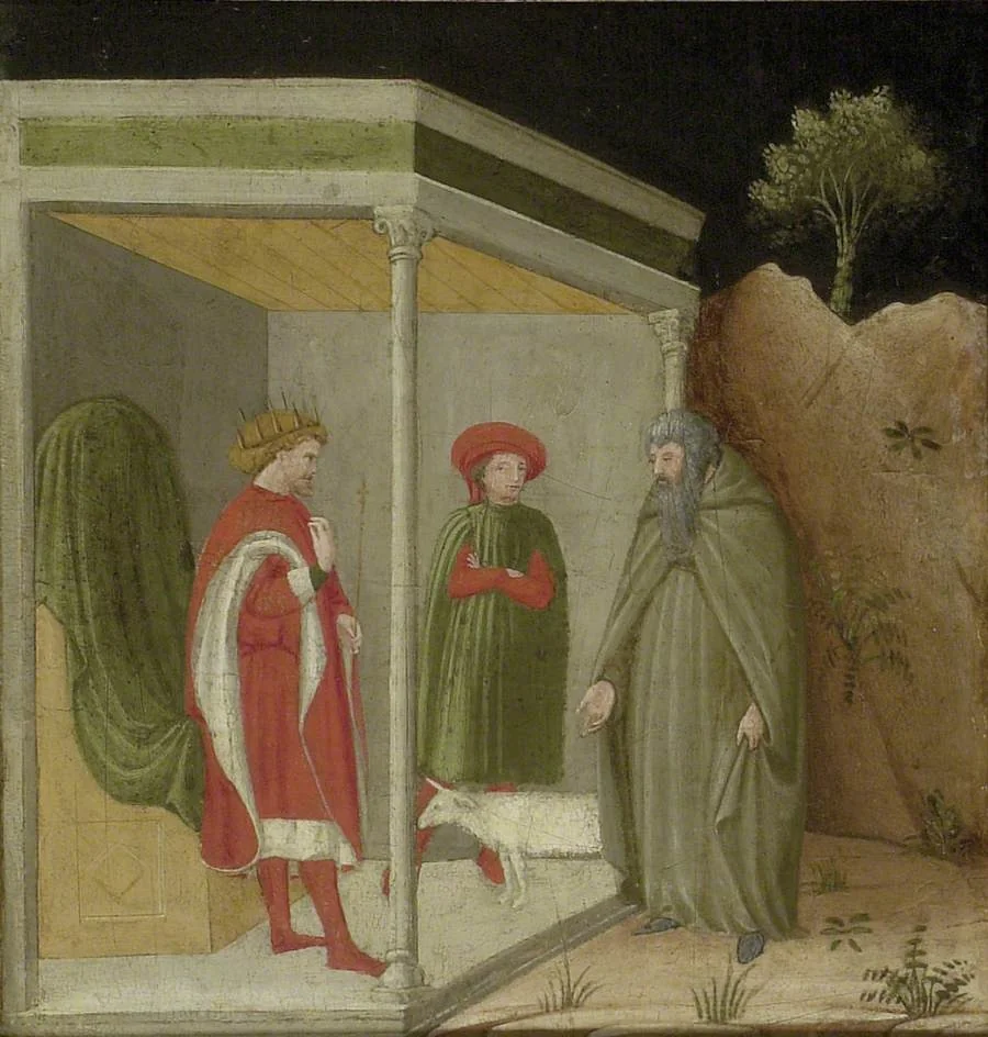 David reproved by Nathan, by Paolo Schiavo, tempera, 1447