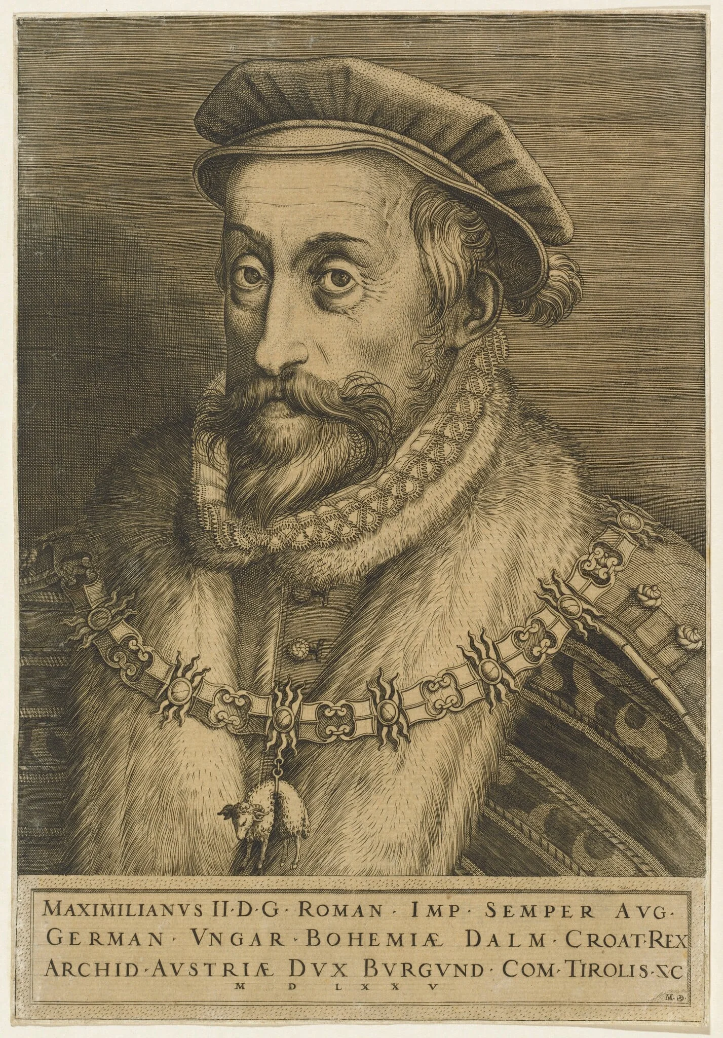 Maximilian II, Roman Emperor, by Martino Rota, ink, 1575