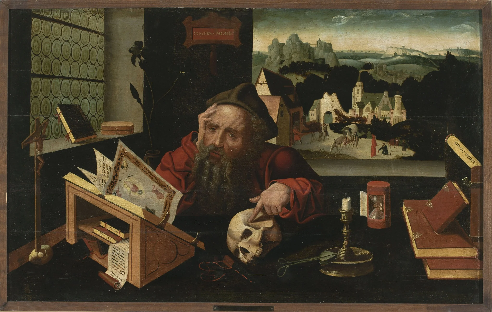 Saint Jerome meditating in his study