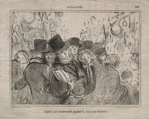 View of boulevards during a market for trinkets