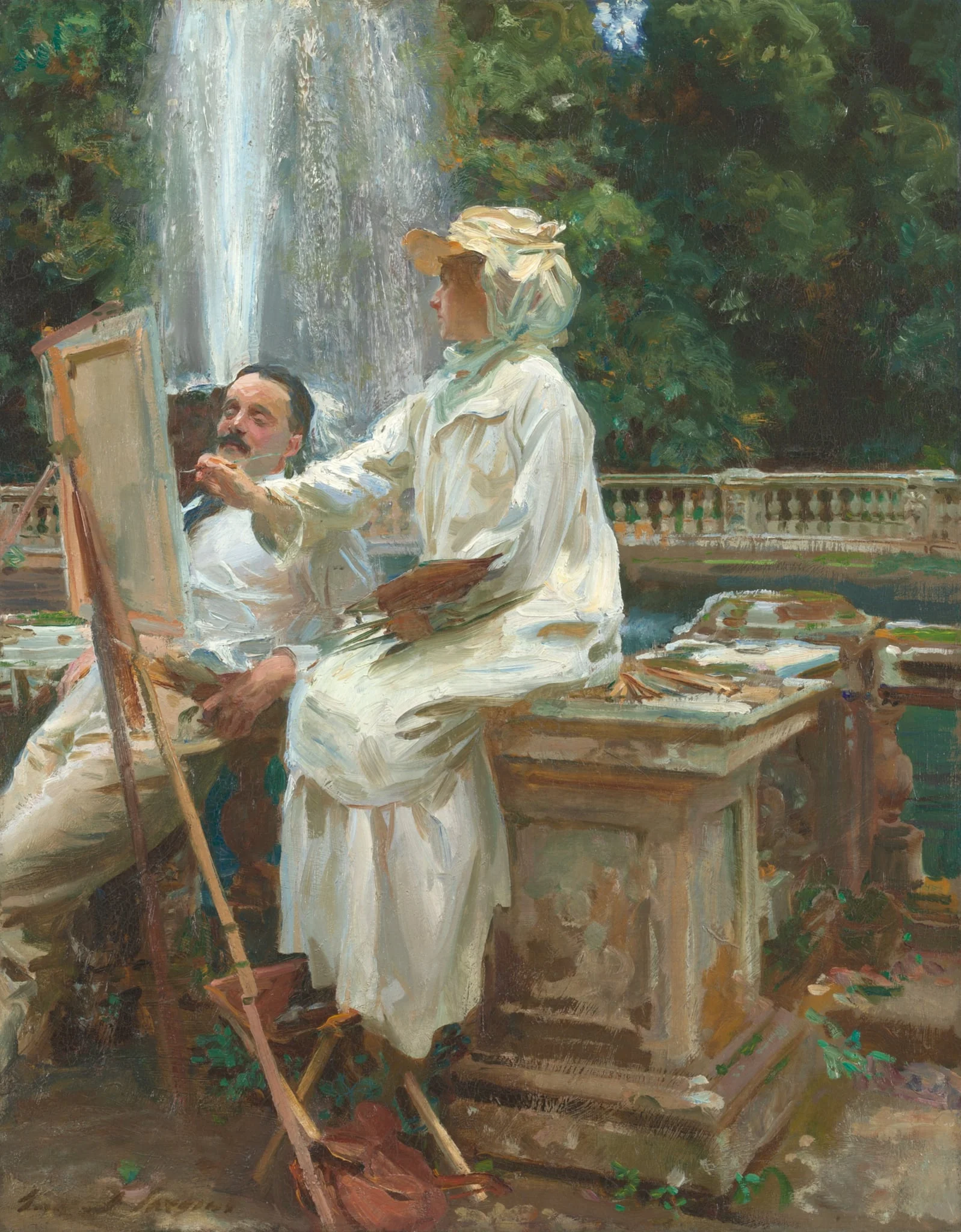 The Fountain, Villa Torlonia, Frascati, Italy, by John Singer Sargent, oil, 1907