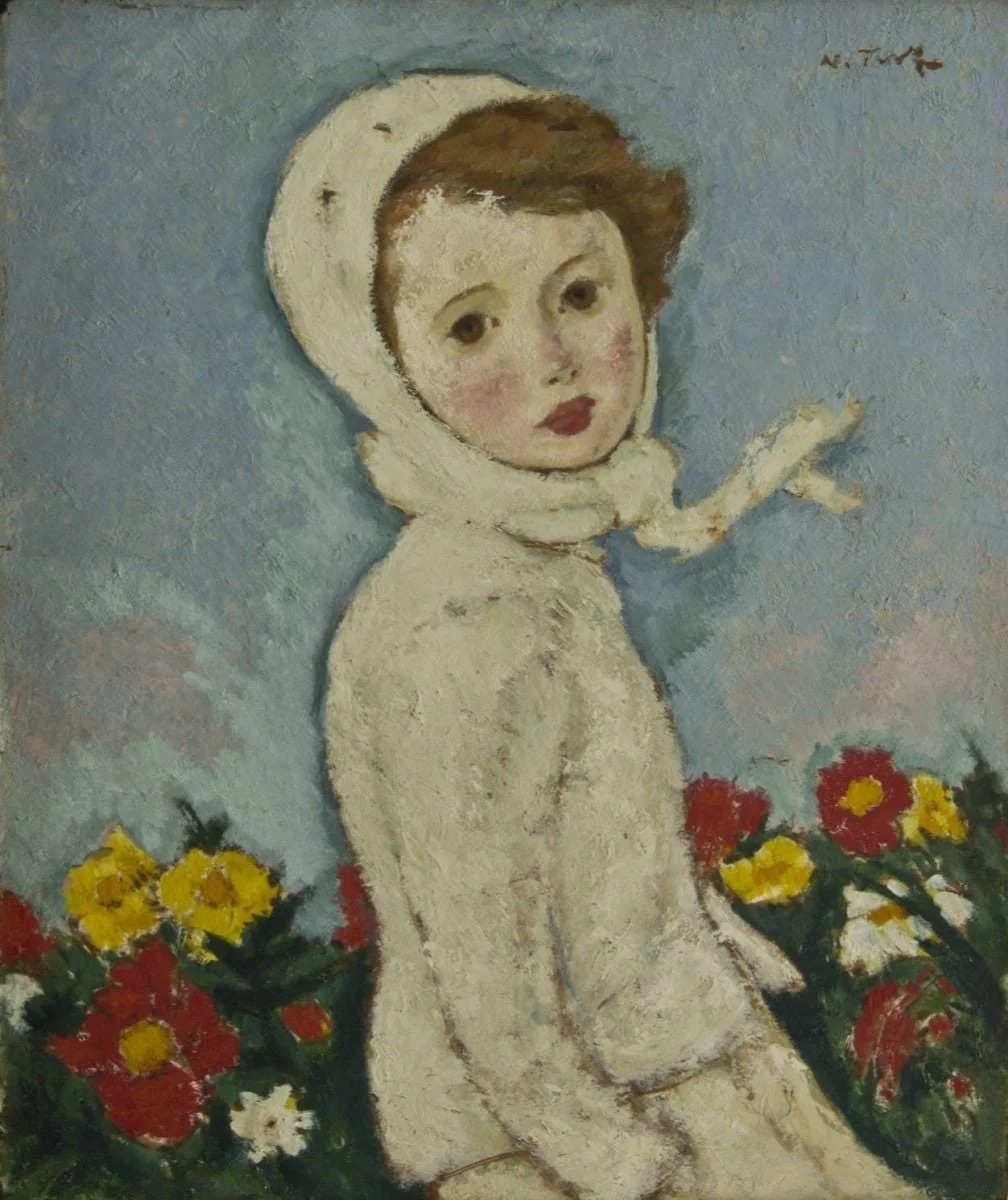 Fetiță în câmp cu flori, by Nicolae Tonitza, 1923