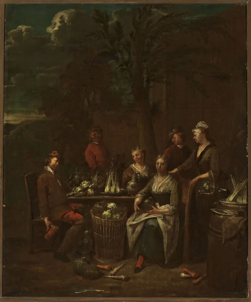 Scene by a stand with vegetables