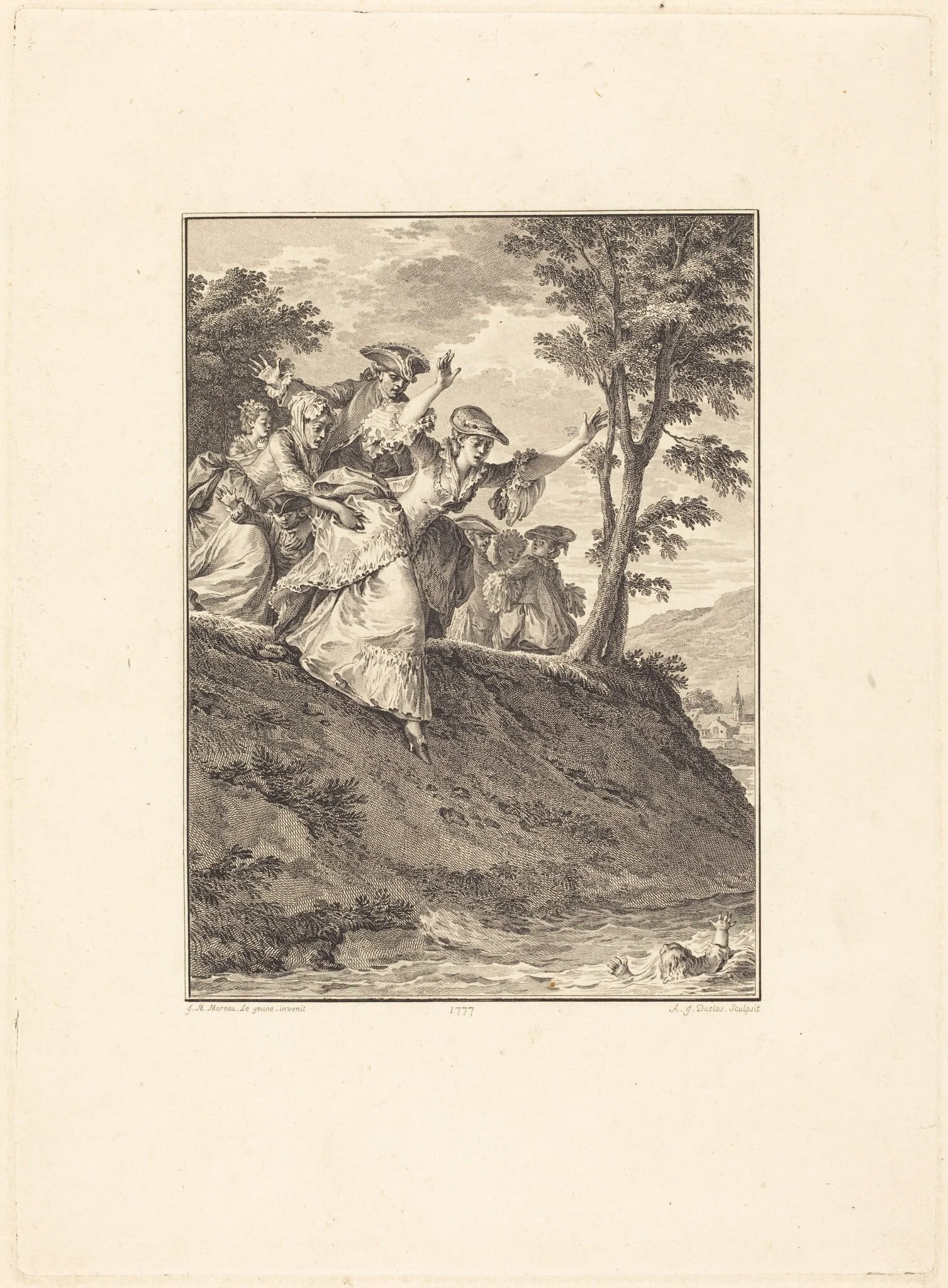 Elle s'élance après lui, by Antoine-Jean Duclos, ink, 1777