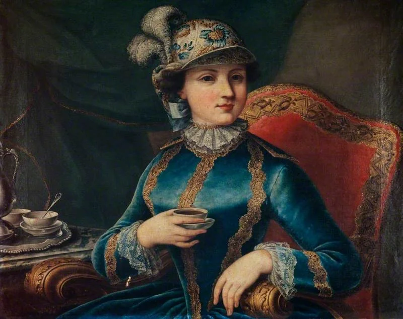A Girl with a Tea-cup, by Philippe Mercier, oil, 1734