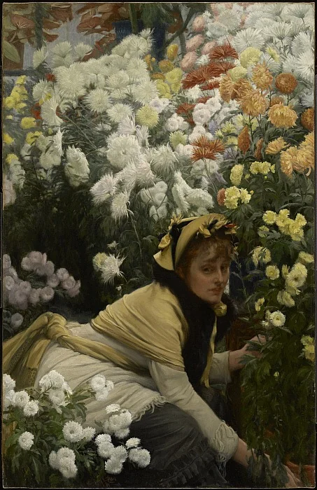 Chrysanthemums, by James Tissot, oil, 1875