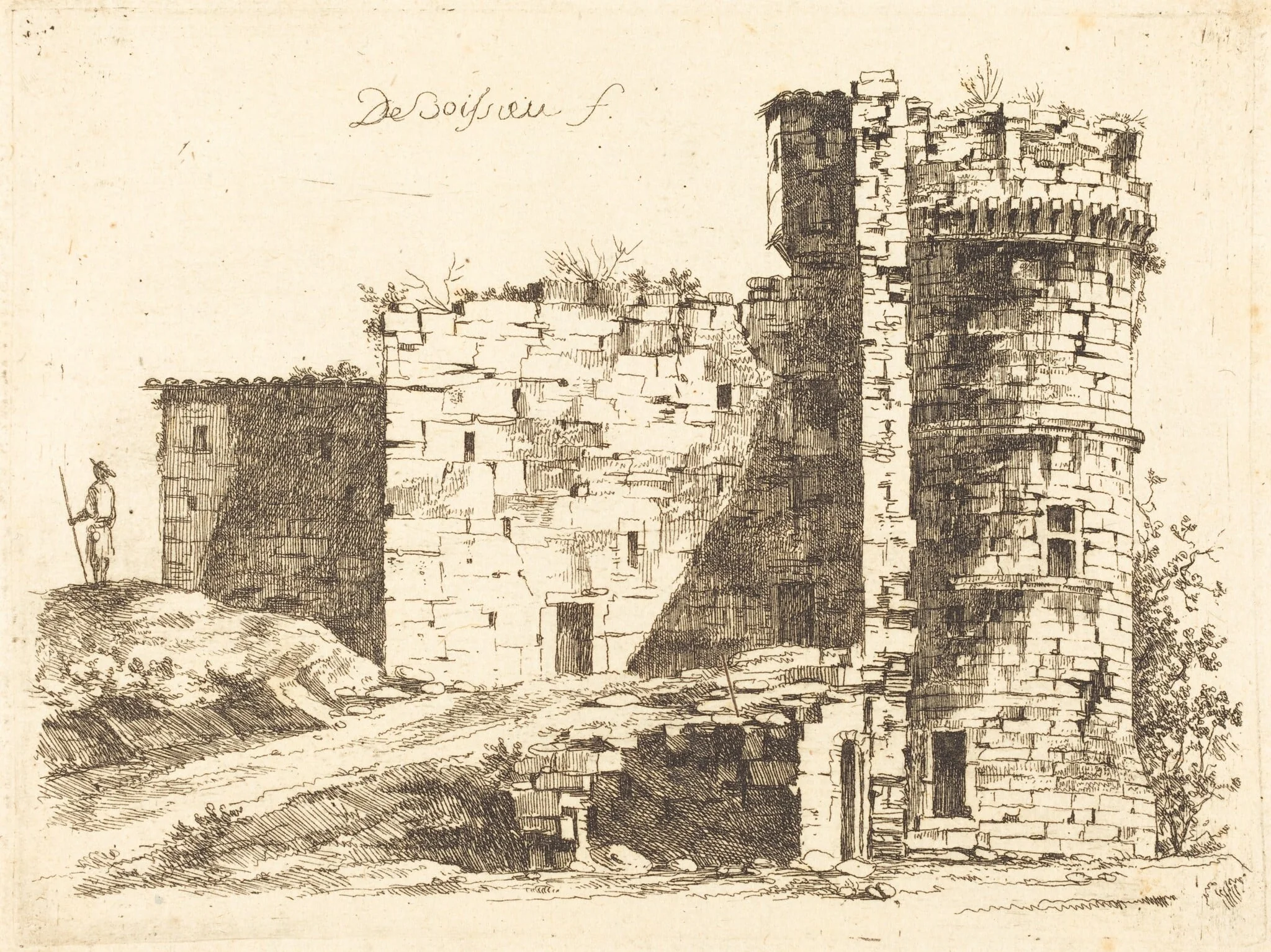 Ruins of the Château Saint-Chamond, Loire, by Jean-Jacques de Boissieu, ink, 1759